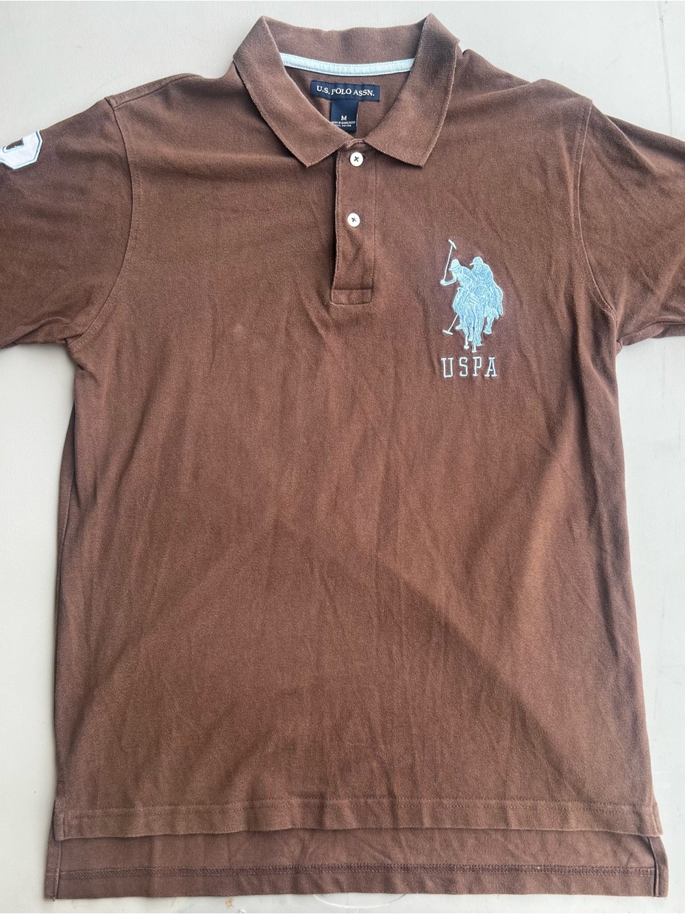 U.S. Polo Assn. Brown Polo with Light Blue Embroidered Logo